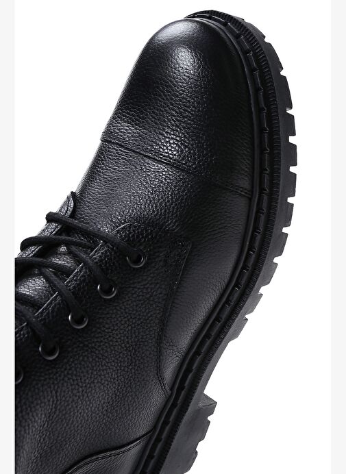 Erkek Siyah Fermuarlı Deri Postal Bot 25WFD7003FT - Görsel 9