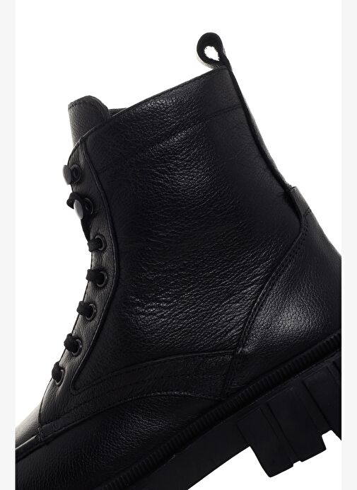 Erkek Siyah Fermuarlı Deri Postal Bot 25WFD7007FT - Görsel 8