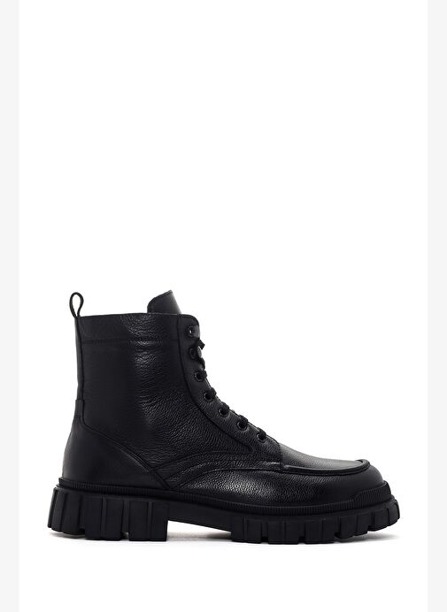 Erkek Siyah Fermuarlı Deri Postal Bot 25WFD7007FT - Görsel 2