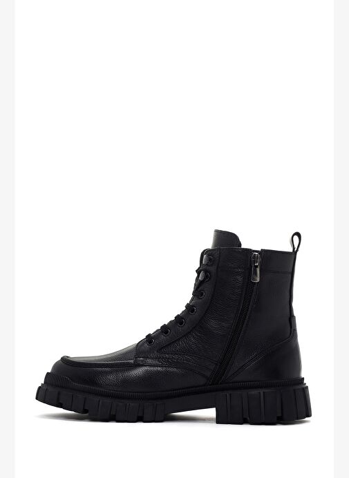 Erkek Siyah Fermuarlı Deri Postal Bot 25WFD7007FT - Görsel 3