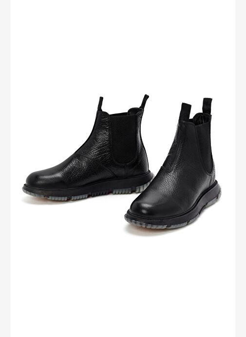 Erkek Siyah Deri Casual Chelsea Bot 25WFD6802FT - Görsel 4