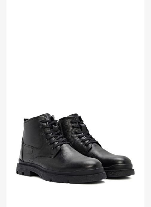 Erkek Siyah Fermuarlı Deri Casual Bot 25WFD6806FT - Görsel 5