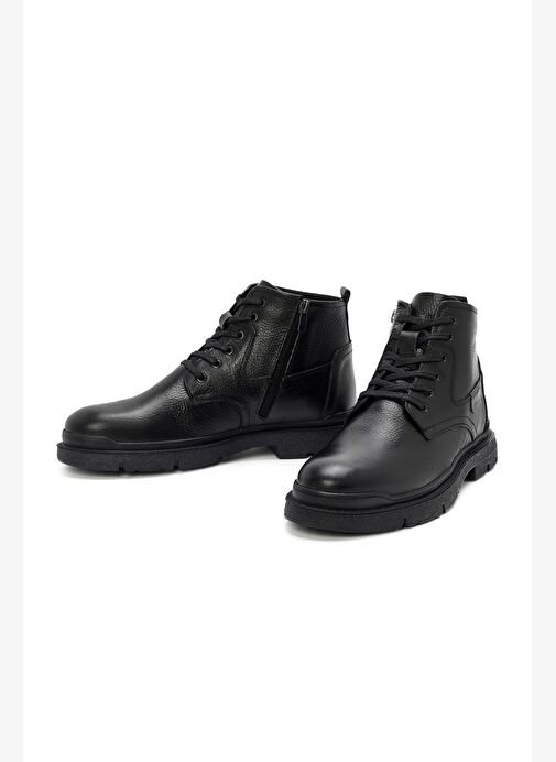 Erkek Siyah Fermuarlı Deri Casual Bot 25WFD6806FT - Görsel 4