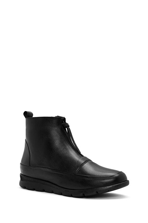 Kadın Siyah Fermuarlı Deri Comfort Bot 24WFD413918 - Görsel 8