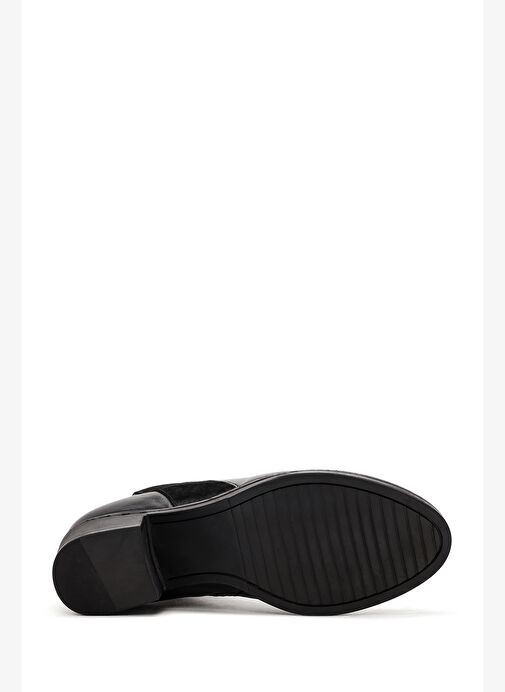 Kadın Siyah Fermuarlı Kalın Topuklu Deri Bot 25WFD411514 - Görsel 7