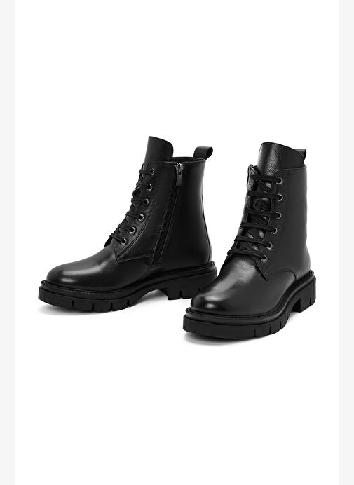 Kadın Siyah Fermuarlı Deri Bot 25WFD410918 - Görsel 4