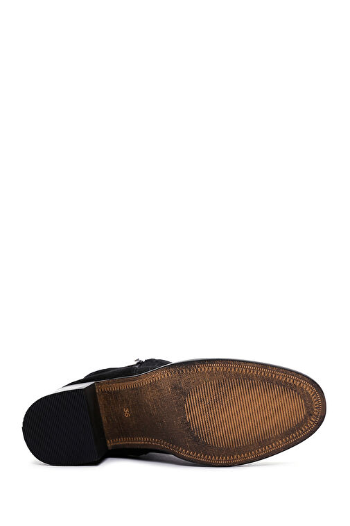 Kadın Siyah Fermuarlı Kalın Topuklu Süet Deri Bot 24WFD236018 - Görsel 7