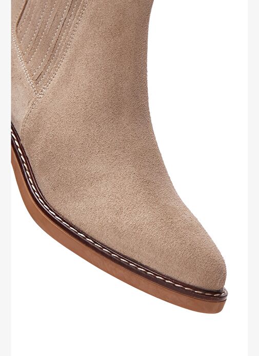Kadın Bej Süet Deri Chelsea Bot 25WFD160410 - Görsel 4
