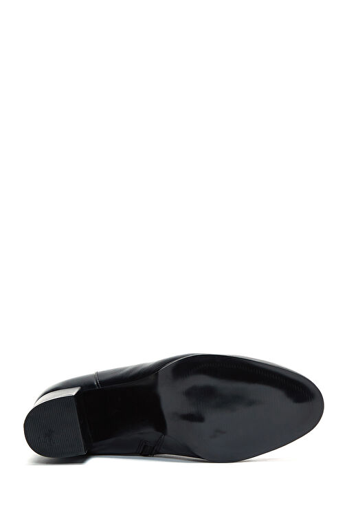 Kadın Siyah Fermuarlı Toka Detaylı Kalın Topuklu Deri Bot 24WFD161118 - Görsel 6