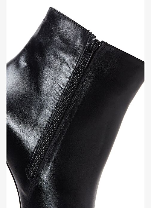 Kadın Siyah Fermuarlı İnce Topuklu Deri Bot 25WFD161118 - Görsel 9