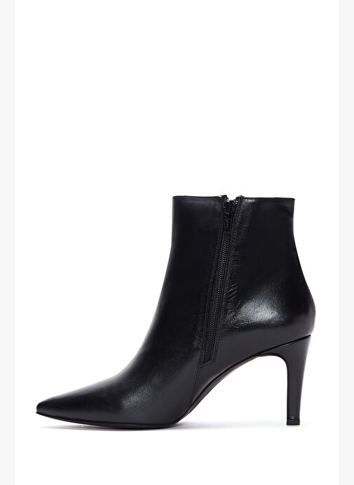 Kadın Siyah Fermuarlı İnce Topuklu Deri Bot 25WFD161118 - Görsel 5