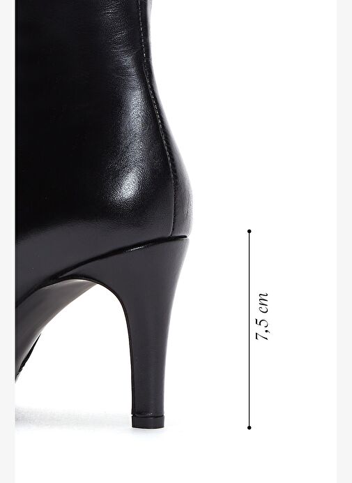 Kadın Siyah Fermuarlı İnce Topuklu Deri Bot 25WFD161118 - Görsel 3