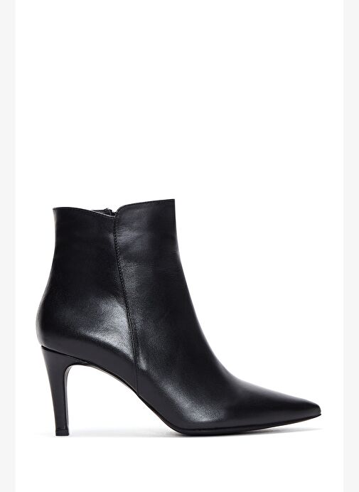 Kadın Siyah Fermuarlı İnce Topuklu Deri Bot 25WFD161118 - Görsel 2