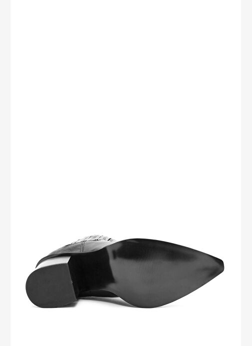 Kadın Siyah Kalın Topuklu Deri Kovboy Bot 25WFD160918 - Görsel 7