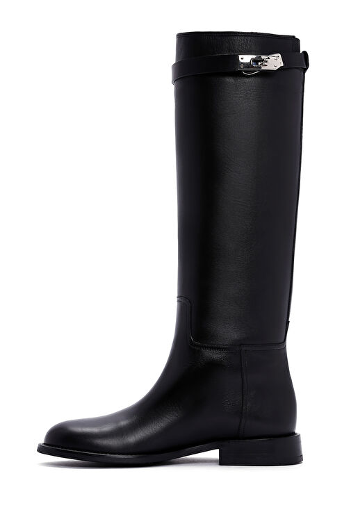 Kadın Siyah Toka Detaylı Deri Çizme 24WFD120818 - Görsel 5