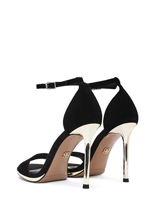 Derimod Siyah Kadın Süet Topuklu Ayakkabı 24WFD490010 - Görsel 7