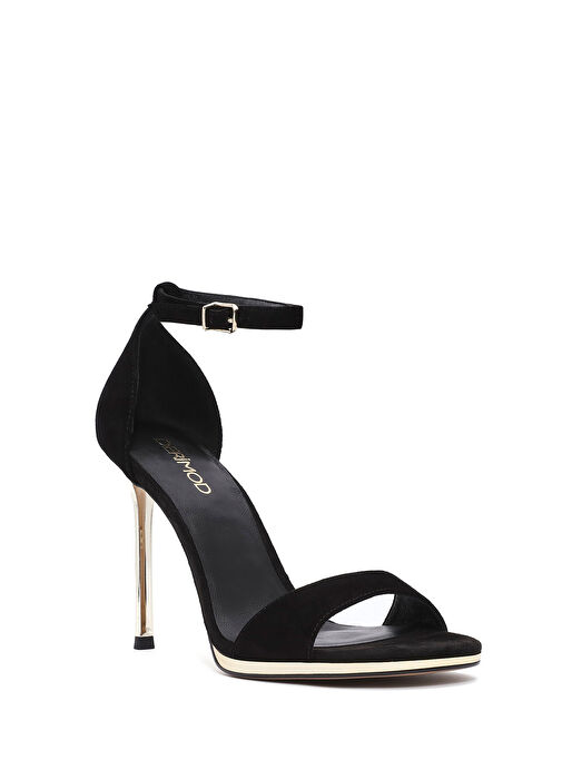 Derimod Siyah Kadın Süet Topuklu Ayakkabı 24WFD490010 - Görsel 8