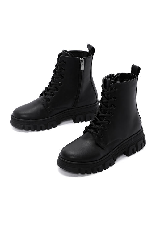 Kadın Siyah Bağcıklı Fermuar Detaylı Postal Bot 24WFE220618 - Görsel 4