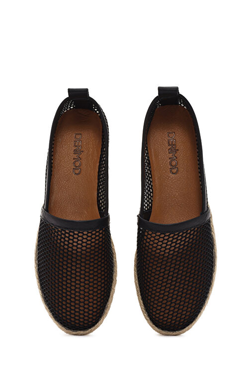 Kadın Siyah Deri Espadril 24SFD14116F - Görsel 8