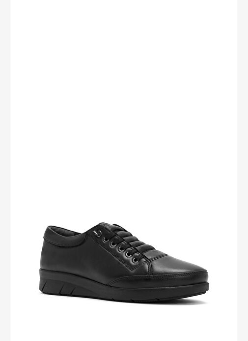 Kadın Siyah Deri Comfort Ayakkabı 25AFD500318 - Görsel 7