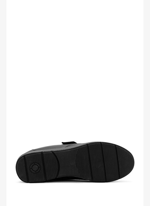 Kadın Siyah Kalın Tabanlı Deri Comfort Ayakkabı 25AFD500218 - Görsel 5