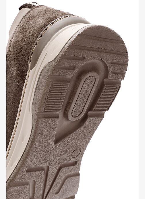 Kadın Vizon Bağcıklı Kalın Tabanlı Süet Deri Sneaker 25AFD500710 - Görsel 9