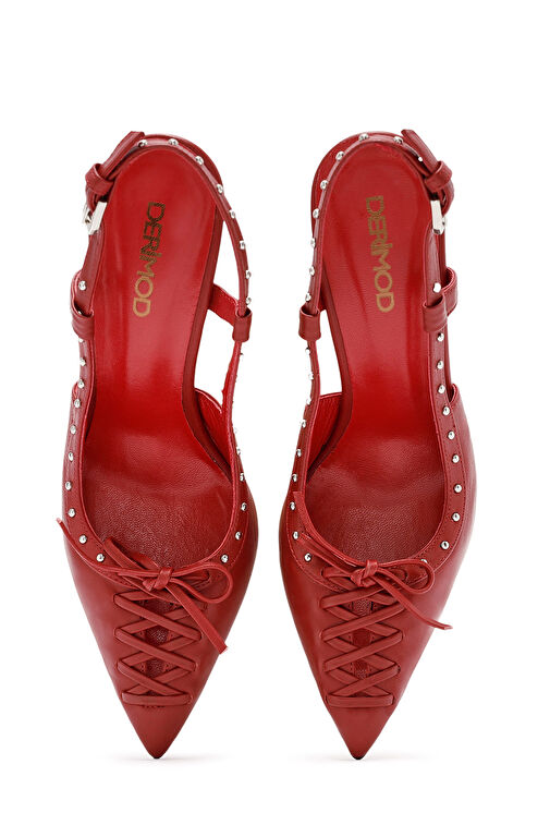 Derimod Derimod Kırmızı Siyah Kadın Deri Abiye Ayakkabı 24WFD121118_bynr1 Topuklu Ayakkabı | Boyner Kırmızı - 9. görsel