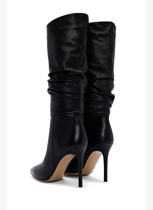 Kadın Siyah Yüksek İnce Topuklu Deri Çizme 25WFD120518 - Görsel 8