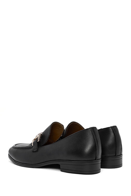 Kadın Siyah Toka Detaylı Deri Maskülen Loafer 24WFD360618 - Görsel 6