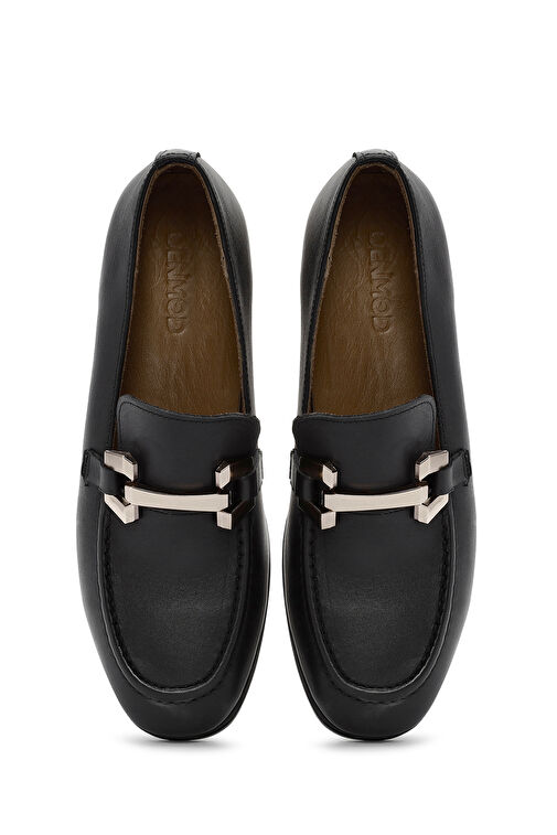 Kadın Siyah Toka Detaylı Deri Maskülen Loafer 24WFD360618 - Görsel 8