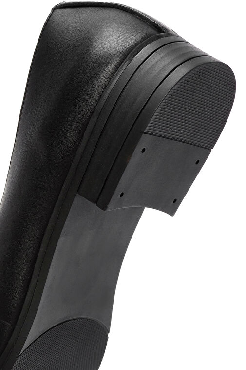 Kadın Siyah Toka Detaylı Deri Maskülen Loafer 24WFD360618 - Görsel 9