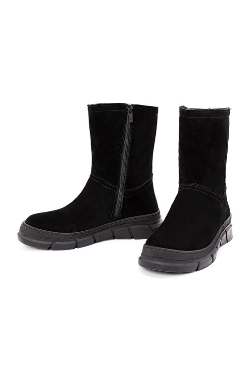 Derimod Derimod Kadın Siyah Fermuarlı Süet Deri Comfort Bot 24WFD361010 | Boyner Siyah - 4. görsel