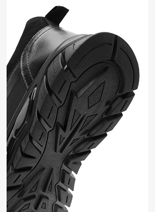 Erkek Siyah Bağcıklı Deri Sneaker 25WFD650614 - Görsel 9