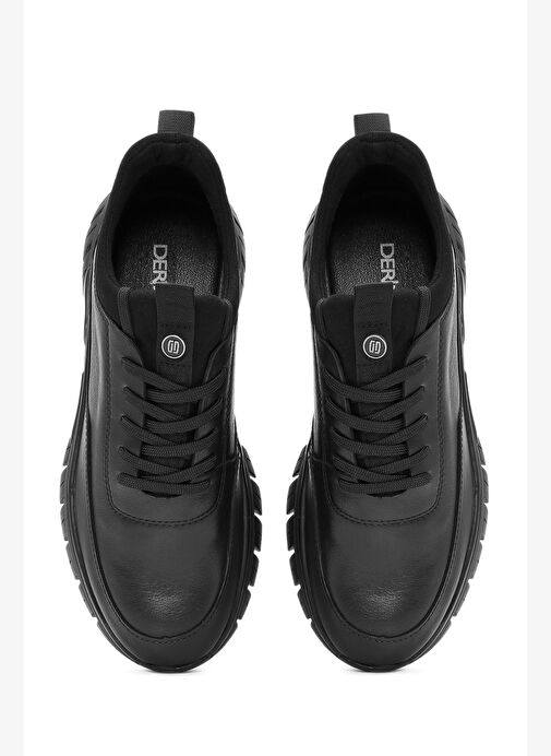 Erkek Siyah Bağcıklı Deri Sneaker 25WFD650614 - Görsel 8