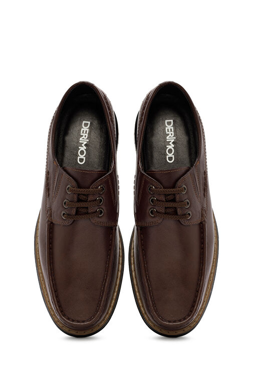 Erkek Kahverengi Bağcıklı Deri Casual Ayakkabı 24WFD7107FT - Görsel 8