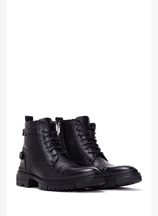 Erkek Siyah Bağcıklı Deri Casual Postal Bot 25WFD6201FT - Görsel 5