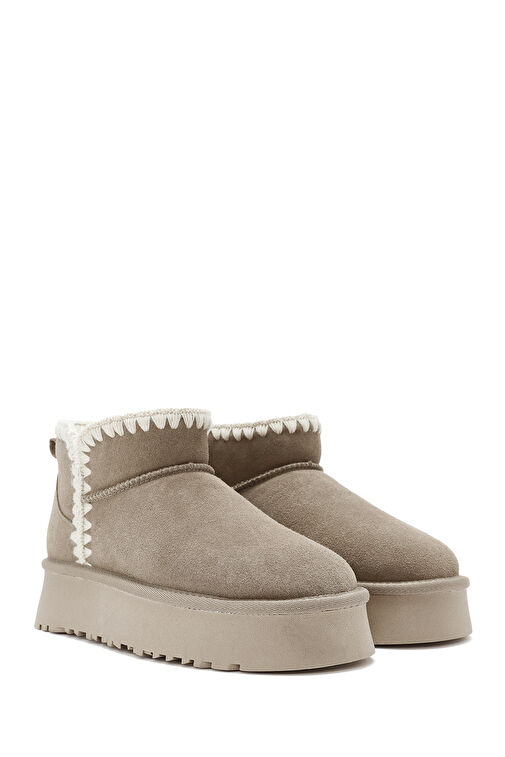 Derimod Derimod Kadın Vizon Kürk Detaylı Kalın Tabanlı Süet Deri Bot 24WFD478310 | Boyner Vizon - 5. görsel