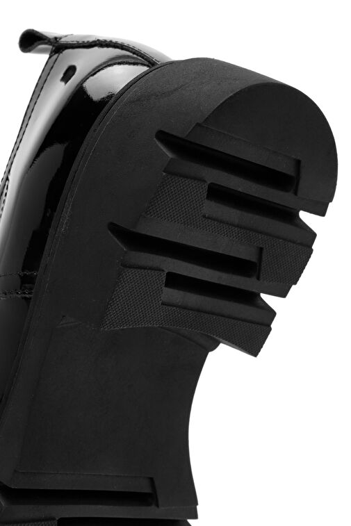 Kadın Siyah Bağcıklı Rugan Deri Maskülen Ayakkabı 24WFD161916 - Görsel 9