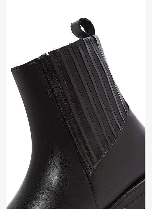 Kadın Siyah Deri Chelsea Bot 25AFD160118 - Görsel 9