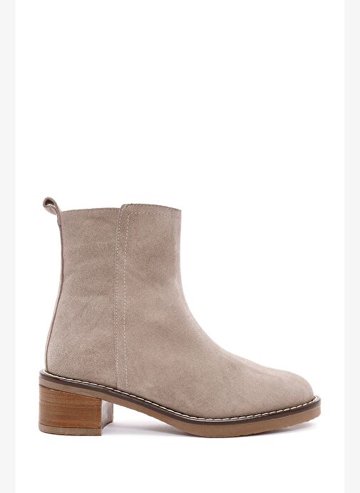 Kadın Vizon Fermuarlı Kalın Topuklu Süet Deri Bot 25AFD160610 - Görsel 5