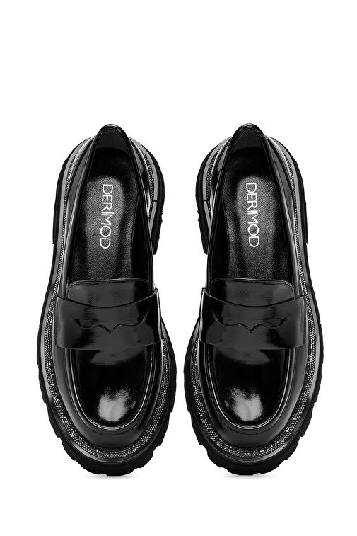Derimod Siyah Kadın Rugan Loafer 24WFD188716 - Görsel 8