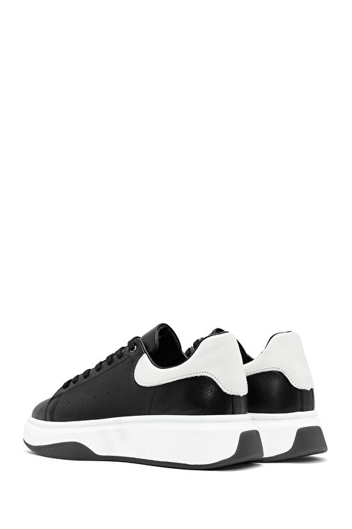 Erkek Siyah Bağcıklı Deri Sneaker 24WFD675418 - Görsel 6