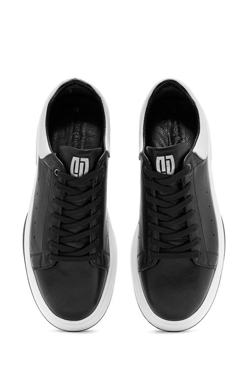 Erkek Siyah Bağcıklı Deri Sneaker 24WFD675418 - Görsel 8