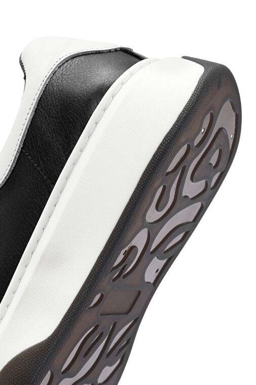 Erkek Siyah Bağcıklı Deri Sneaker 24WFD675418 - Görsel 9