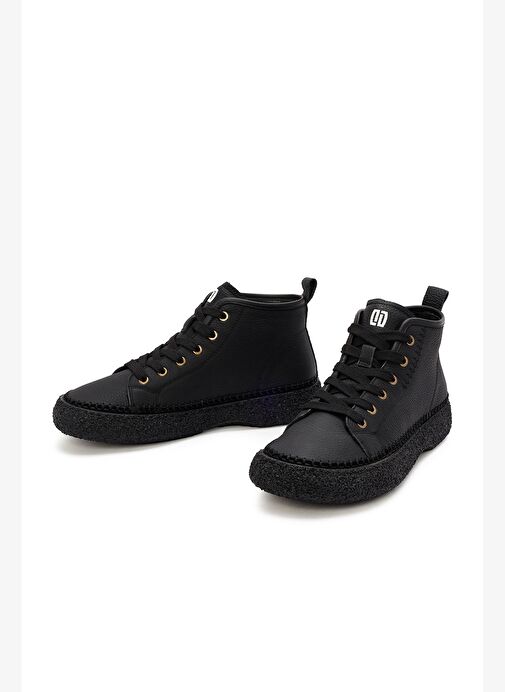 Erkek Siyah Bağcıklı Deri Spor Bot 25WFD6948FT - Görsel 4