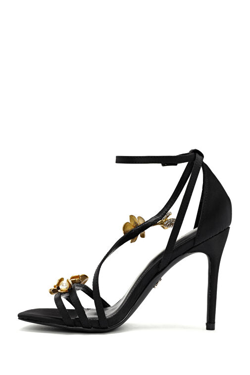 Kadın Siyah Aksesuar Detaylı İnce Topuklu Sandalet 24WFD44006F - Görsel 4