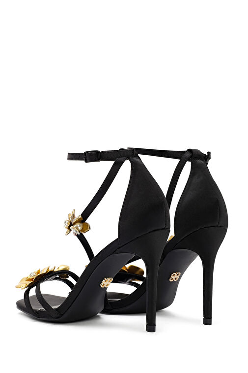 Kadın Siyah Aksesuar Detaylı İnce Topuklu Sandalet 24WFD44006F - Görsel 6