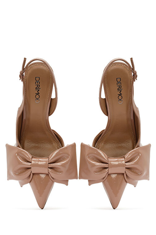 Derimod Derimod Kadın Bej Arkası Açık İnce Topuklu Rugan Ayakkabı 24WFD440216 Topuklu Ayakkabı | Boyner Bej - 9. görsel