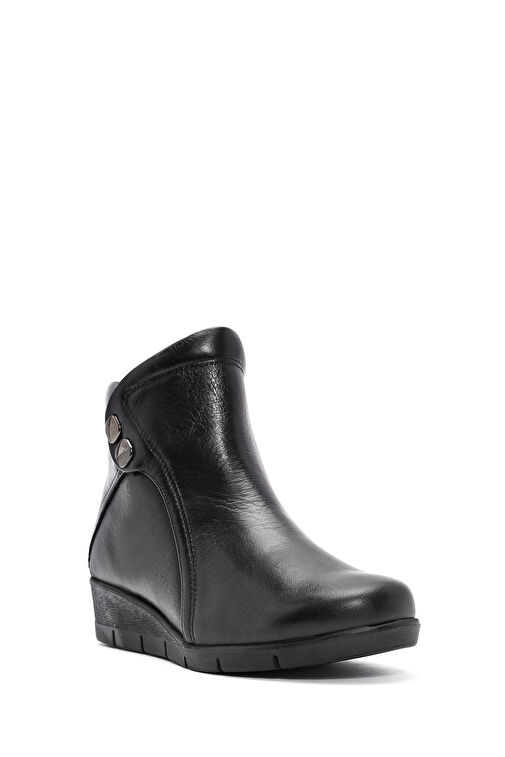 Kadın Siyah Fermuarlı Deri Comfort Bot 24WFD237114 - Görsel 8