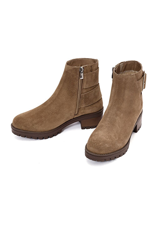 Derimod Derimod Kadın Taba Fermuarlı Kalın Topuklu Süet Deri Bot 24WFD237210 | Boyner Taba - 4. görsel